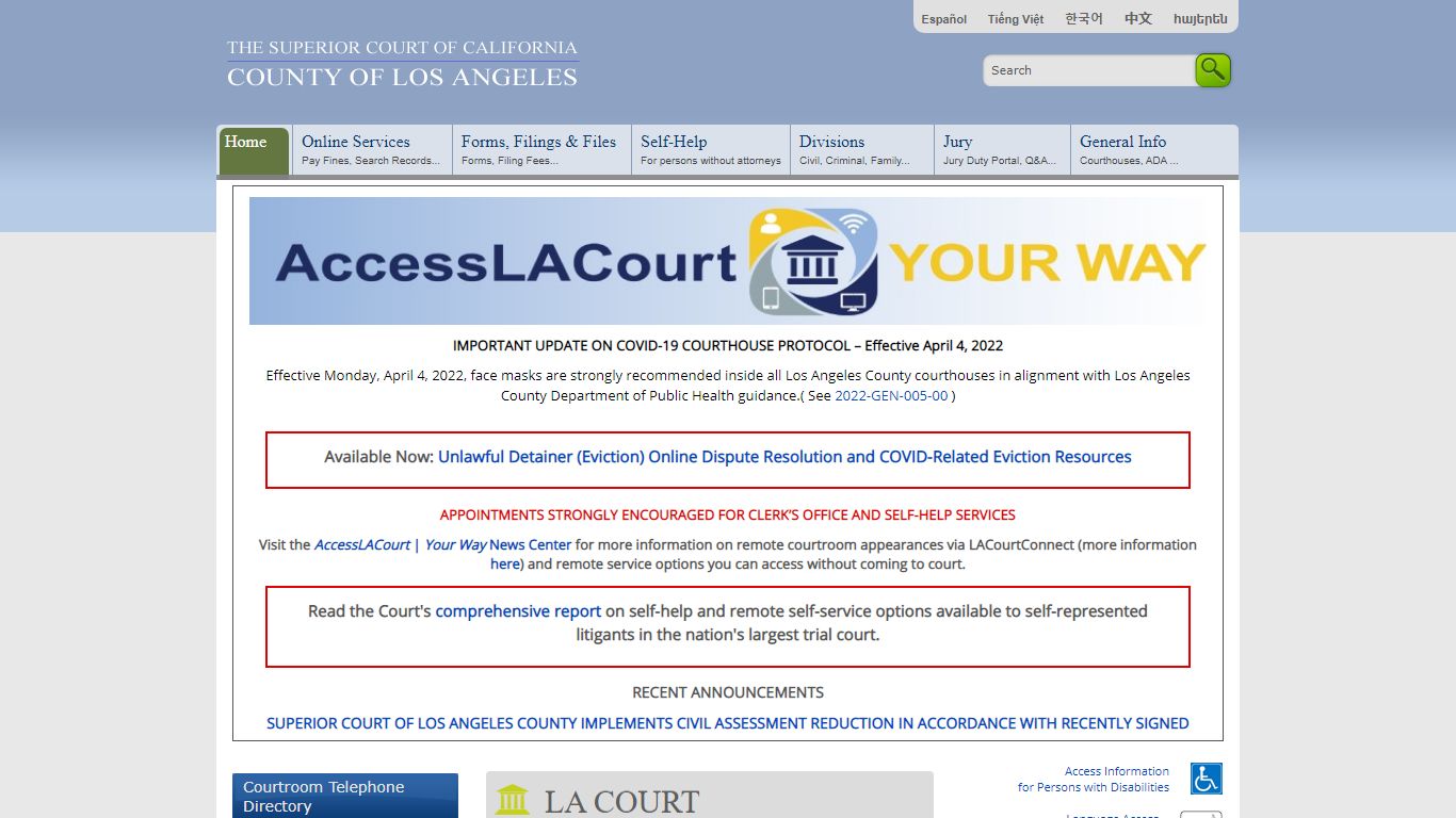 Traffic Online Services - Traffic Division - LA Court