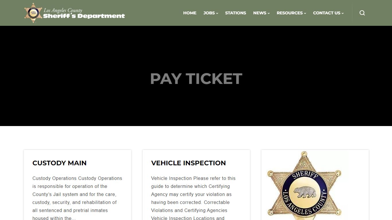 Pay ticket - Los Angeles County Sheriff's Department